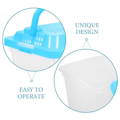 FOMIYES Plastic Turtle Fish Tank with Handle, Clear Aquarium Container for Small Pets, Tortoise Habitat, Goldfish Bowl, Reptile Transport Box, 5.11 X 3.54 X 3.54 Inch