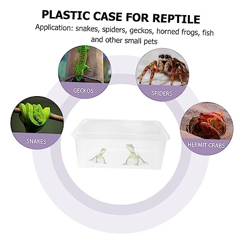 MERRYHAPY 1Pc Transparent Plastic Reptile Case for Spider Scorpion Gecko Insect Snake Tortoise Durable Feeding Box with Ventilation for Easy Transport and Care White