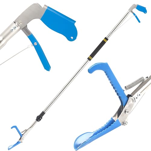 Snake Tong Grabber, 65 Inch Snake Clamping Tool for Safe Snake Handling and Rattlesnake CaptureMade of stainless steel tubing sponge handles and plastic. (blue) - color: Blue