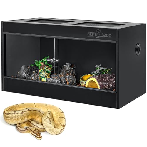 REPTI ZOO 50 Gallon PVC Reptile Enclosure, 36x18x18 inch Reptile Tank for Ball Python Bearded Dragon Snake Gecko, Reptile Terrarium Lounge Habitat with Glass Sliding Door & Top Screen Ventilation - style: 36x18x18"