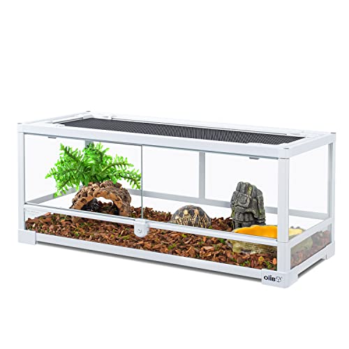 Full Glass Long Tank Reptile Terrarium 20 Gallon, Front Opening Terrarium 30" x 12"x 12" for Reptile Pets Gecko Lizard Snake, Double Front Opening Doors & Ventilation Top Screen (Knock-Down) - size: 30" x 12"x 12"