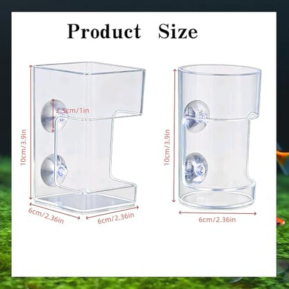 2pcs Fish Feeder for Aquarium Suction Cup, Plastic Transparent Round & Square Suction-Cup Feeding Tubes,Tank Divider Supplies Aquarium Accessories