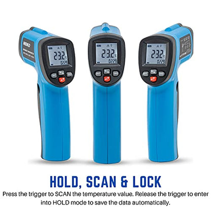 NEIKO 52911A Digital Infrared Thermometer, Non Contact Gun, Instant Read -58℉~1022℉ (-50℃~550℃) Infrared Thermometer Gun, Thermal Heat Temperature Gun, Laser Thermometer Gun, NOT for Humans