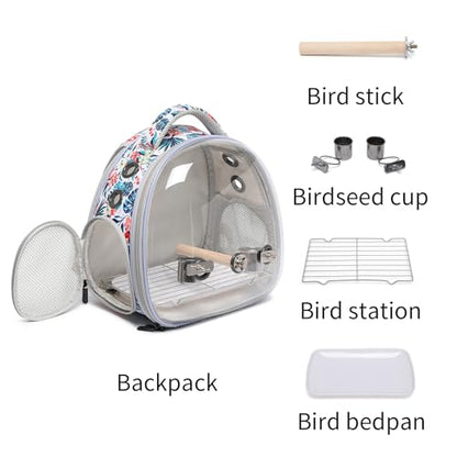Portable Travel pet Backpack Carrier Hamster Bag Guinea Pig Bird Small Dog cat Turtle Carrier Rabbit Cage Squirrel Bearded Dragon Breathable Hangbag (Hua+Accessories) - color: hua+accessories