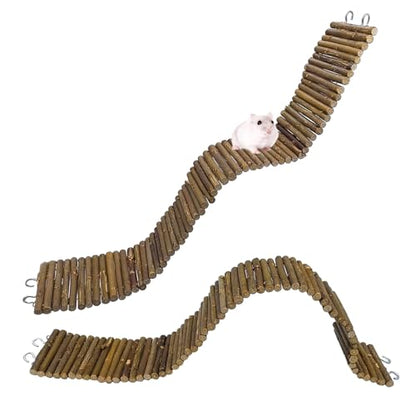 2-Pack Rat Bendy Long Suspension Bridges 19.7 x 2.7 Inch Hamster Climbing Ladder Flexible Wooden Bridge for Dwarf Hamster Sugar Glider Rodents Mouse - size: 2PCS 19.7x2.7in