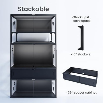 Stackable 50 Gallon Reptile Enclosure for Gecko, Juvenile Reptile | Optimal Ventilation & Light Penetration by Rust Proof Mesh Top, Easy Assembly within 6 Steps with Clear Instruction - color: Ultimate Black, size: 50 Gallon