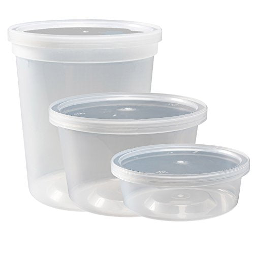 DuraHome Food Storage Containers with Lids 8oz, 16oz, 32oz Freezer Deli Cups Combo Pack, 70 Sets BPA-Free Leakproof Round Clear Takeout Container Meal Prep Microwavable (70 Sets - Mixed sizes) - style: 70 Sets - Mixed sizes