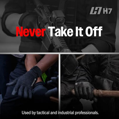 Premium Tactical Gloves - ANSI A7 Cut Resistant (Black) | Touchscreen Compatible, Eco-Friendly Coating, Anti-Slip Grip Glove for Airsoft, Shooting, Security, Hunting & Motorcycle - size: Large