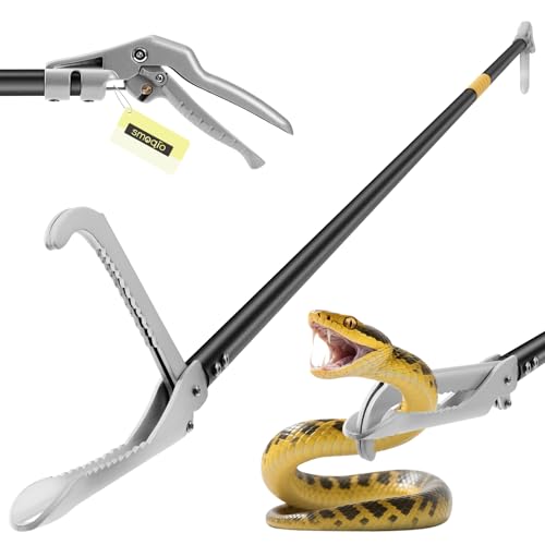 59 inch Snake Grabber, All-Aluminum Alloy Reptile Catcher Grabber | Wide Jaw Multi-Function Handling Tool with Lock, Anti-Slip Grip - size: 59 inch