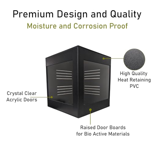 Premium PVC Reptile Enclosure, 40 Gallon, Easy Assembly, Moisture-Proof, Heat Retention, Sliding Doors, Ventilation, Bio-Active Setups, Non-Reflective Black Finish, Made in USA (Black Brace) - color: Black Brace