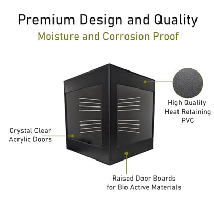 Premium PVC Reptile Enclosure, 40 Gallon, Easy Assembly, Moisture-Proof, Heat Retention, Sliding Doors, Ventilation, Bio-Active Setups, Non-Reflective Black Finish, Made in USA (Black Brace) - color: Black Brace