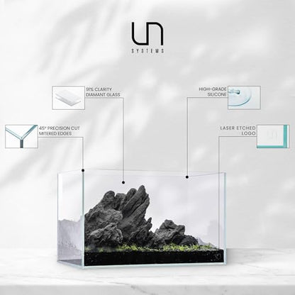 UNS Ultra Clear Rimless Tank - 26.7GAL | 101.2L - 29.52x17.71x11.81 | 75x45x30 CM, 8mm Glass Thickness, Leveling Mat Included - Low Iron, High Clarity Fish Tank w/ 45° Mitered Edge - [75S] - size: [75S] - 26.7 Gal - 29.52 x 17.71 x 11.81 in