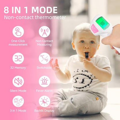 Snomd Non-Contact Infrared Forehead Thermometer for Adults, Kids & Baby, 3-in-1 No-Touch Digital Fever Temperature Gun, Accurate & Fast Reading