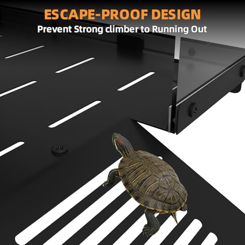 Erinnyees Turtle Basking Platform for Aquatic Turtles, Stainless Steel Large Turtle Dock with Extended Ramp & Flip-Open Mesh Door,Fits 12-14.5'' Wide Aquariums, Large - size: LARGE(Fits Tank Width 12"-14.5")