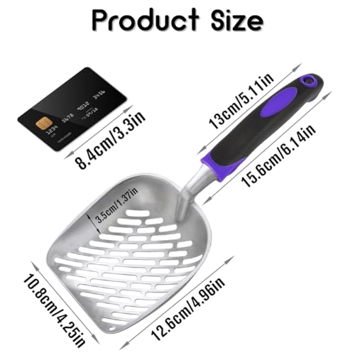 Cat Litter Scoop -Metal Cat Litter Scoop-Upgrade Sturdy Mesh Scooper - Mesh Shovel-Easy to Clean - Suitable for Cat Litter Box -Purple-More - color: Purple-More, size: L