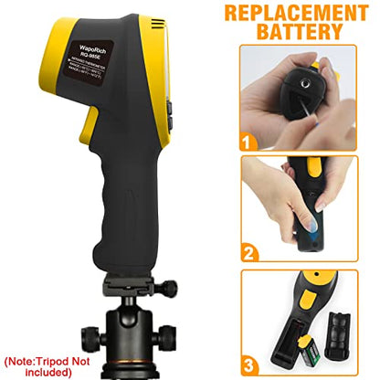 Infrared Thermometer Gun -58℉~1472℉, WapoRich Dual Laser Pyrometer, Non-Contact Digital Temp Gun w/Humidity, Ambient Temp & Dew Point, Temp Alarm for Cooking, BBQ, HVAC【NOT for Human】