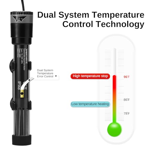 SainSmart XpertMatic Aquarium Heater Submersible, Fish Tank Heater 100W | Adjustable Thermostat with Suction Cup, for Marine Saltwater and Freshwater, Up to 20 Gallon Fish Tanks