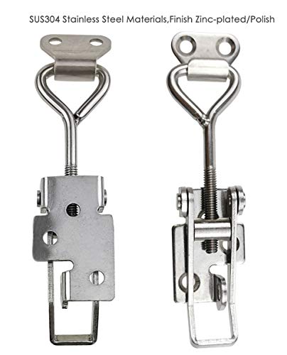 Adjustable Latch Buckle Cabinet Boxes Lever Handle Toggle Catch Latch Lock,Silver,Adjustable Range:75-95mm,2 Pcs - size: 1S,Range:75-95mm