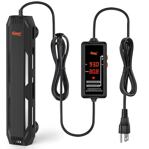 hygger 500W Aquarium Submersible Heater with Controller for 65–130 Gal Tank | Digital Control, Overheat Protection, Dry-run Protection, Alarm Alerts, Freshwater & Saltwater Fish Tanks - size: 500W