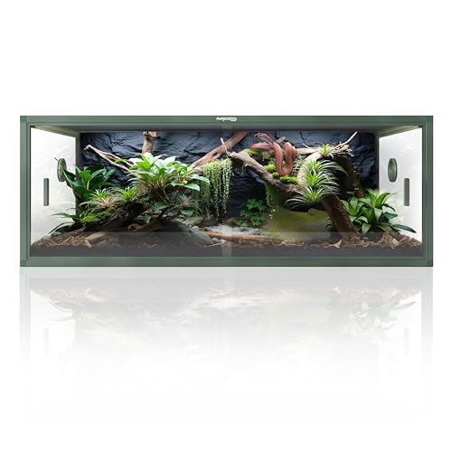 Lightweight 85 Gallon Reptile Enclosure for Snake, Bearded Dragon | Optimal Ventilation & Light Penetration by Rust Proof Mesh Top, Easy Assembly within 6 Steps with Clear Instruction - color: Earthy Green, size: 85 Gallon