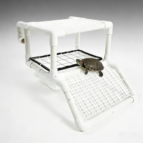 Hanging Turtle Basking Platform, 2-in-1 Turtle Dock for Basking and Laying Eggs with DIY PVC Pipes and Nesting Box, 11.5" Width Resting Area, Ramp for Reptile Frog Terrapin - size: M-11.5"