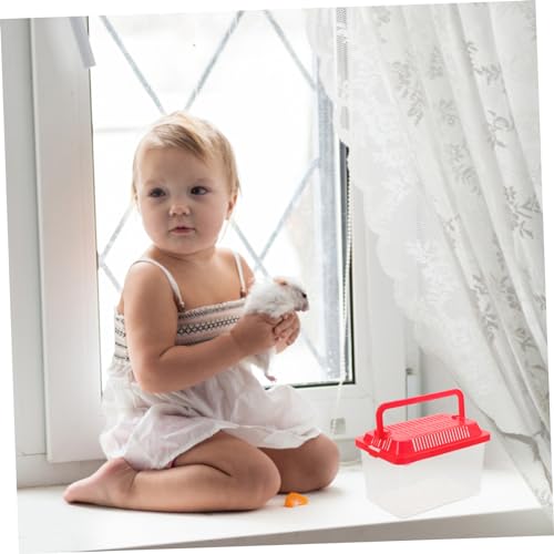 Portable Fish Tank 5.1X3.5X5.1 Inch - Handheld Aquarium Transparent Turtle Box - Plastic Pet Hamster Carrier Travel Reptile Terrarium Random Color