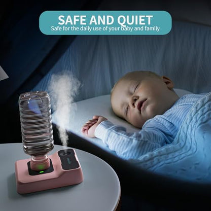Travel Humidifier, Portable Small Humidifier for Plants, Bedroom, Office, Hotel or Car, Battery Operated Mini Cool Mist Humidifiers, Quiet 23dB, Auto-off, Night Light and BPA-Free, Pink - color: Pink