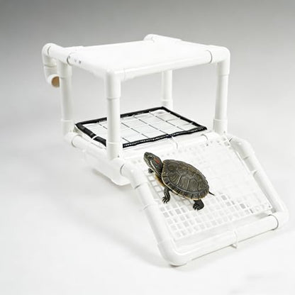 Hanging Turtle Basking Platform, 2-in-1 Turtle Dock for Basking and Laying Eggs with DIY PVC Pipes and Nesting Box, 9.5" Width Resting Area, Ramp for Reptile Frog Terrapin - size: S-9.5"