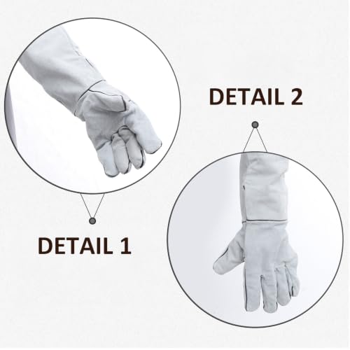 YARNOW 1 Pair Leather Anti-bite Gloves for Pet Handling and Work, Heat Resistant and Fire Resistant Protection Gloves for Hand and Forearm Safety