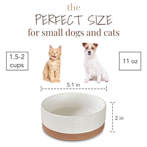 Mora Ceramic Pet Bowl Size Small - Food/Water Dish for Puppy Dogs, Cats, Guinea Pig, Rabbit, Hamster, Snake, ect. 11oz or 2 Cups - Basic Bowls for Your Dog or Cat, Mix and Match for a Set - Vanillla - color: Vanilla White, size: Small