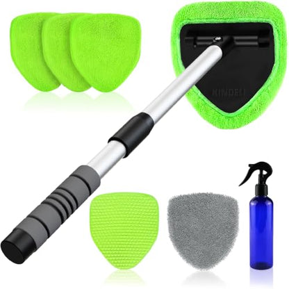 XINDELL 24-inch Windshield Cleaner Tool – Upgrade Large Head Car Interior&Exterior Window Cleaning Kit with Extendable Handle & 4 Microfiber Pads, Auto Wiper Brush for Car, Trucks, SUVs, RVs & Home - size: 24in