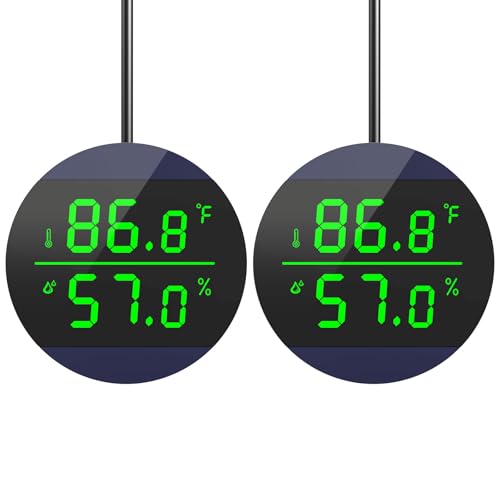 QZQ Reptile Thermometer and Humidity Gauge, Digital Display, 2-Pack Blue | LED Thermometer Hydrometer, Reptile Tank Accessories for Bearded Dragon, Crested Gecko, Snake, Lizard, USB Power Supply - color: Blue - 2 Pack