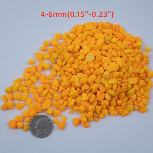Colored Aquarium Gravel,Colorful Pea Gravel,Garden Rocks,Decorative Stones Rocks for Fish Tank,Aquarium,Fairy Garden Decor,Planters,Vase Fillers,Landscaping,1 Pound (Orange Yellow, 4-6mm) - color: Orange Yellow, size: 4-6mm