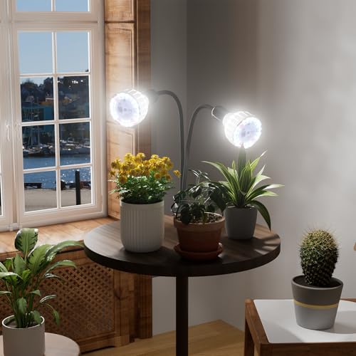 Grow Light,24W (160Watts Equiv) 5000K White Full Spectrum LED Growing Lamp Clip on Desk for Indoor Plants,Bulbs Replaceable & Non-dimmable (Black, 160W) - size: 160W