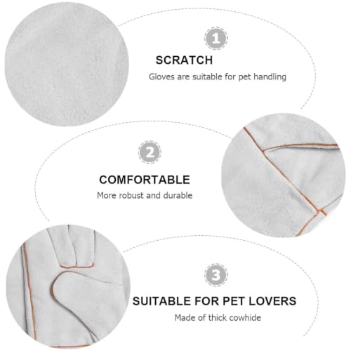 SOLUSTRE 1 Pair Leather Pet Anti-bite Gloves Fire Resistant Oil Resistant Protection Gloves for Hand and Forearm Outdoor Pet Handling