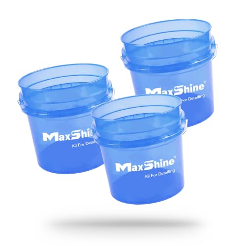 Maxshine 3.5 Gallon Universal Detailing Bucket – Car Wash Bucket for Scratch-Free Washing – Garage Storage & Auto Detailing Tool Holder – Holds Soap, Foam Cannon, Brushes, & More (3-Pack, Blue) - color: 3.5g Bucket (3-pack, Blue)