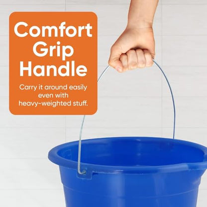 Superio 2.75 Gallon Plastic Mop Bucket with Grip Handle, Utility Pail for Cleaning, Car Wash, Fishing, Camping & Household Use, 10 Liter, Royal Blue - 1 Pack - color: Royal Blue, size: 1 Pack