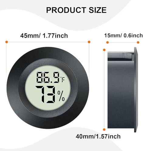 JEDEW 6-Pack Mini Hygrometer Gauge Indoor/Outdoor Thermometer, Digital Humidity Temperature Meter for Humidifiers Dehumidifiers Greenhouse Reptile Plant Humidor, Fahrenheit(℉) or Celsiu(℃)