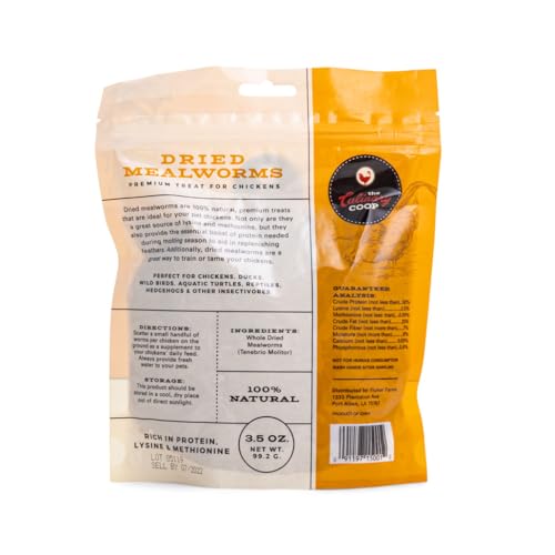 Fluker's Culinary Coop Premium Chicken Treats, Mealworms 3.5 oz, High Protein Worm, Nutritious Treat - size: 3.5 Ounce (Pack of 1)
