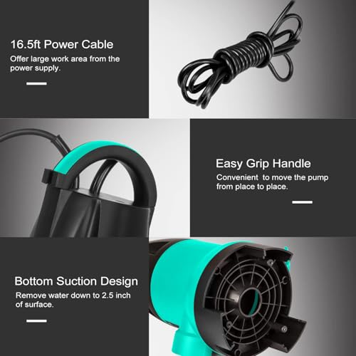 Prostormer 1HP 3700GPH Submersible Sump Pump with Automatic Float Switch | Green Water Pump, Draining Transfer Clean & Dirty Water, for Pools/Ponds/Gardens/Flooded Cellars/Aquariums/Irrigation - color: Green