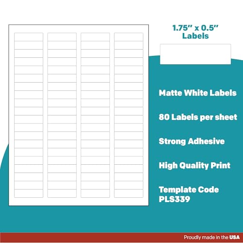 Premium Label Supply White Sticker Return Address Labels – 1.75" x .5" – Laser/Inkjet Compatible – (80 per Sheet), 500 Sheets – 40,000 Total Adhesive Labels - size: 40000 Labels
