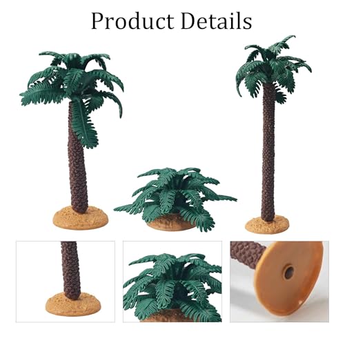 3Pcs Mini Palm Tree Decor, Artificial Miniature Coconut Trees for DIY Crafts, Bonsai, Micro Landscape, Fairy Garden, Model Train, Sandbox, Tropical Party Decoration - size: Palm Tree Decor