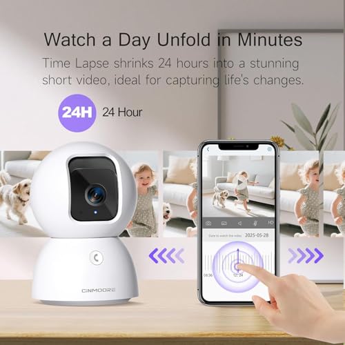 Upgraded 3K Security Camera Indoor, Free Time Lapse, AI Tracking & Face ID, PTZ 5G WiFi Dog/Pet/Baby Monitor Cameras for Home Security, Color Night Vision, Full Duplex 2-Way Talk - style: 3K Cam 1pack