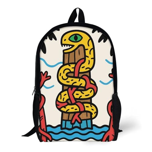 Snake Totem Pole Laptop Bag 17 Inch Back Pack Travel Backpack Sports Work Backpacks Teacher Bookbag