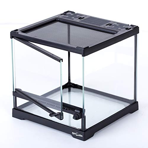 REPTIZOO Mini Reptile Glass Terrarium Tank 8"x8"x8", Front Opening Door Full View Visually Appealing Mini Reptile or Amphibians Glass Habitat - size: 8"x8"x8"