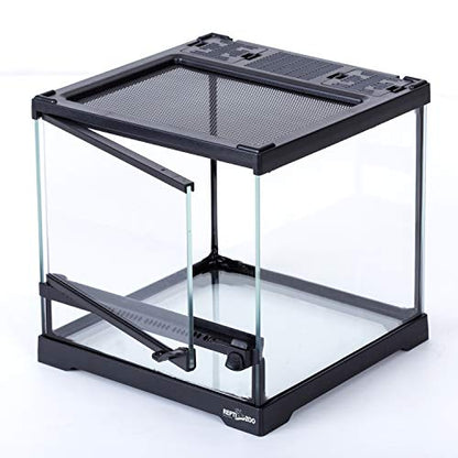 REPTIZOO Mini Reptile Glass Terrarium Tank 8"x8"x8", Front Opening Door Full View Visually Appealing Mini Reptile or Amphibians Glass Habitat - size: 8"x8"x8"
