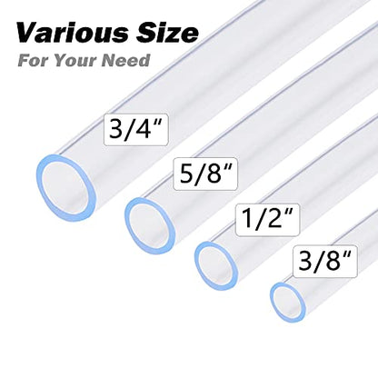 DAVCO 1/2" ID - 10 ft Clear Vinyl Tubing, Low Pressure Flexible PVC Tube, Heavy Duty UV Chemical Resistant Lightweight Plastic Vinyl Hose, BPA Free and Non Toxic, with 2 Stainless Clamps - size: 1/2"ID, style: 10 Feet