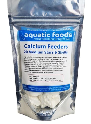 Calcium Feeder Medium Stars & Shells 20ct Bag | For Shrimp, For Snails, For Crabs, Crayfish, Pleco, Catfish, For All Tropical Fish - size: 20 Count (Pack of 1)