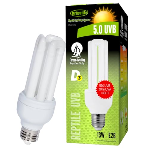 MRREPTILE UVB Reptile Light, 13W 5.0 UVB Bulb Light for Reptiles, UVA UVB Reptile Light, Tropical Reptiles UVB Lamp, Snake Chameleon Lizard Aquatic Turtle UVB Light - style: UVB5.0 13W