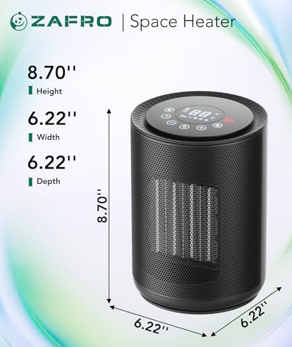 ZAFRO 1500W Space Heater with Remote, 24H Timer & Digital Thermostat | PTC Ceramic Fast Heat, 5 Heating Modes & Overheat Safety; Portable Electric Heater for Home, Office & Bedroom